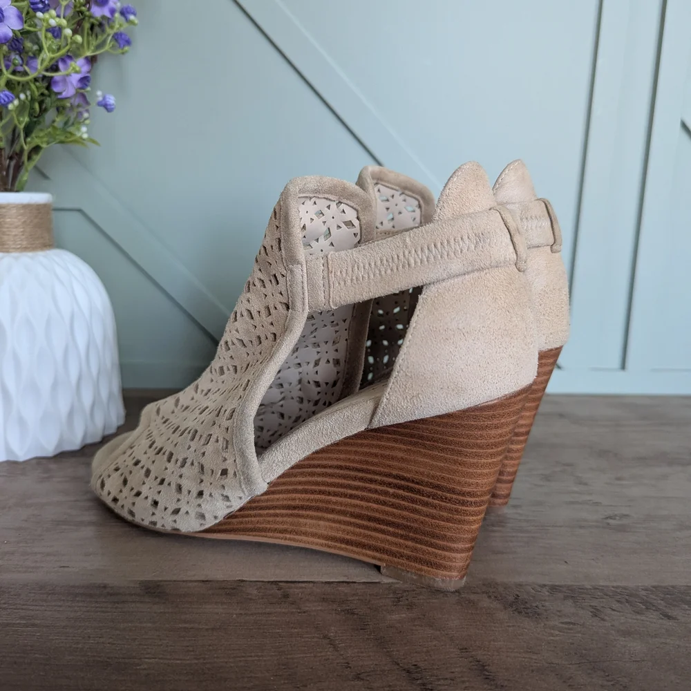 Cole Haan Edie Wedge Booties. These peep-toe wedge sandals